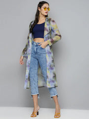 Women Printed Yellow Full Sleeve Jacket