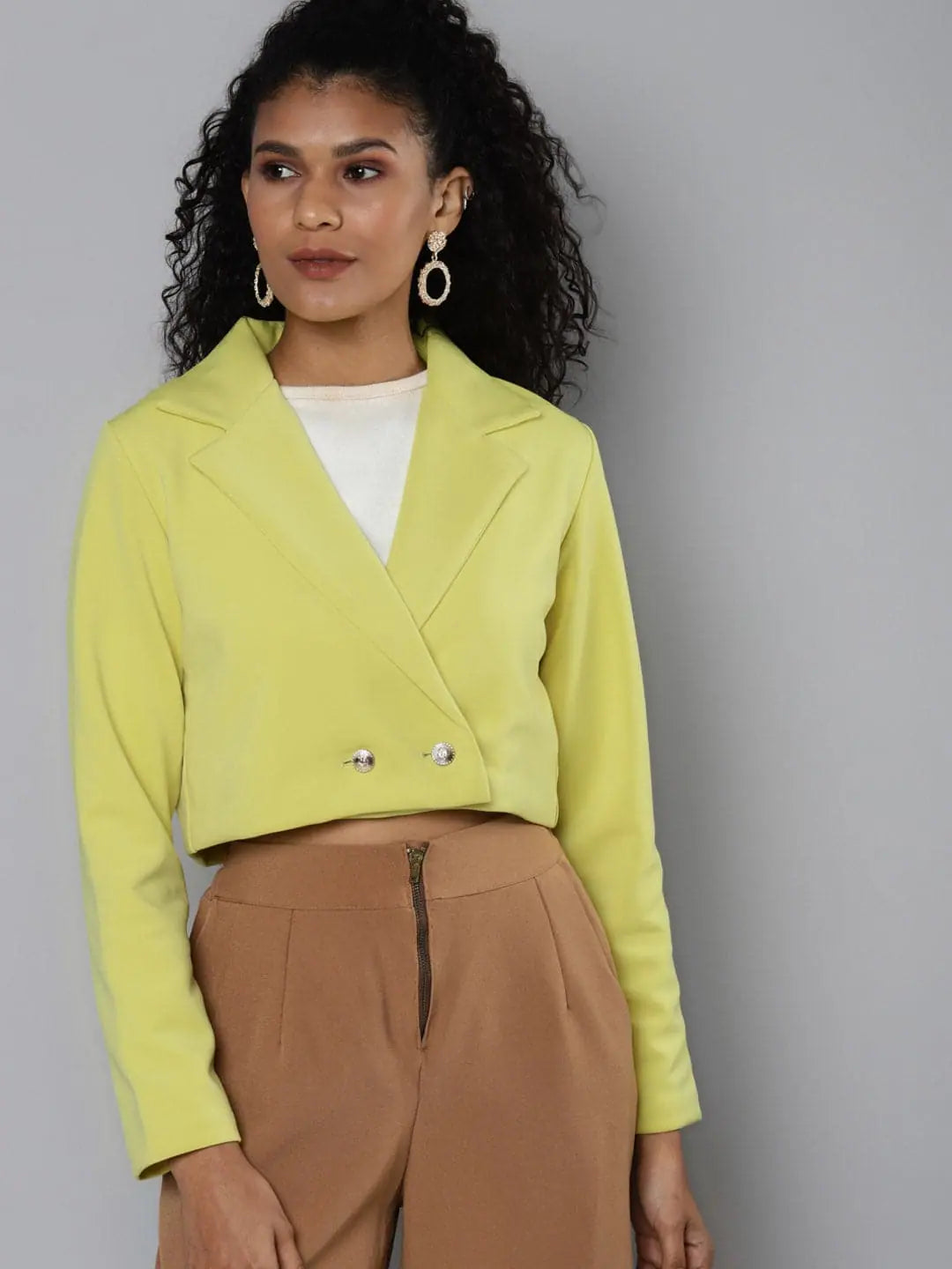 Yellow Solid Full Sleeve Jacket - Women's Outerwear Online