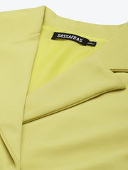Women Solid Yellow Full Sleeve Jacket