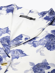 Women Printed White Sleeveless Jacket