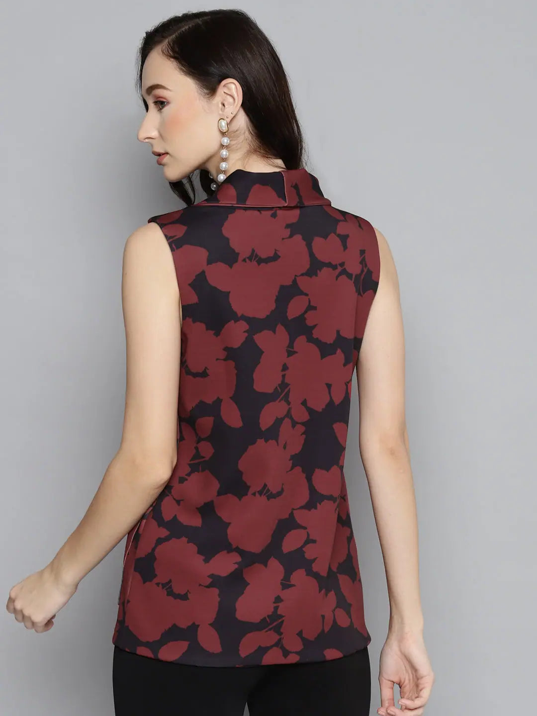 Red Printed Sleeveless Jacket - Women's Fashion Jackets