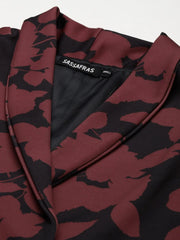 Women Printed Red Sleeveless Jacket