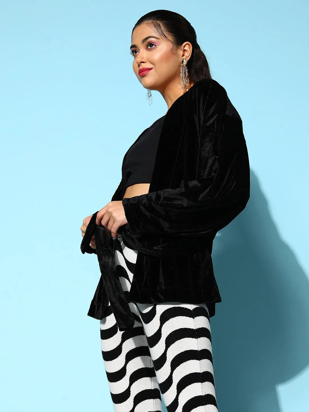 Black Velvet Kimono Jacket - Trendy Women's Outerwear