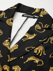 Women Printed Black Full Sleeve Jacket