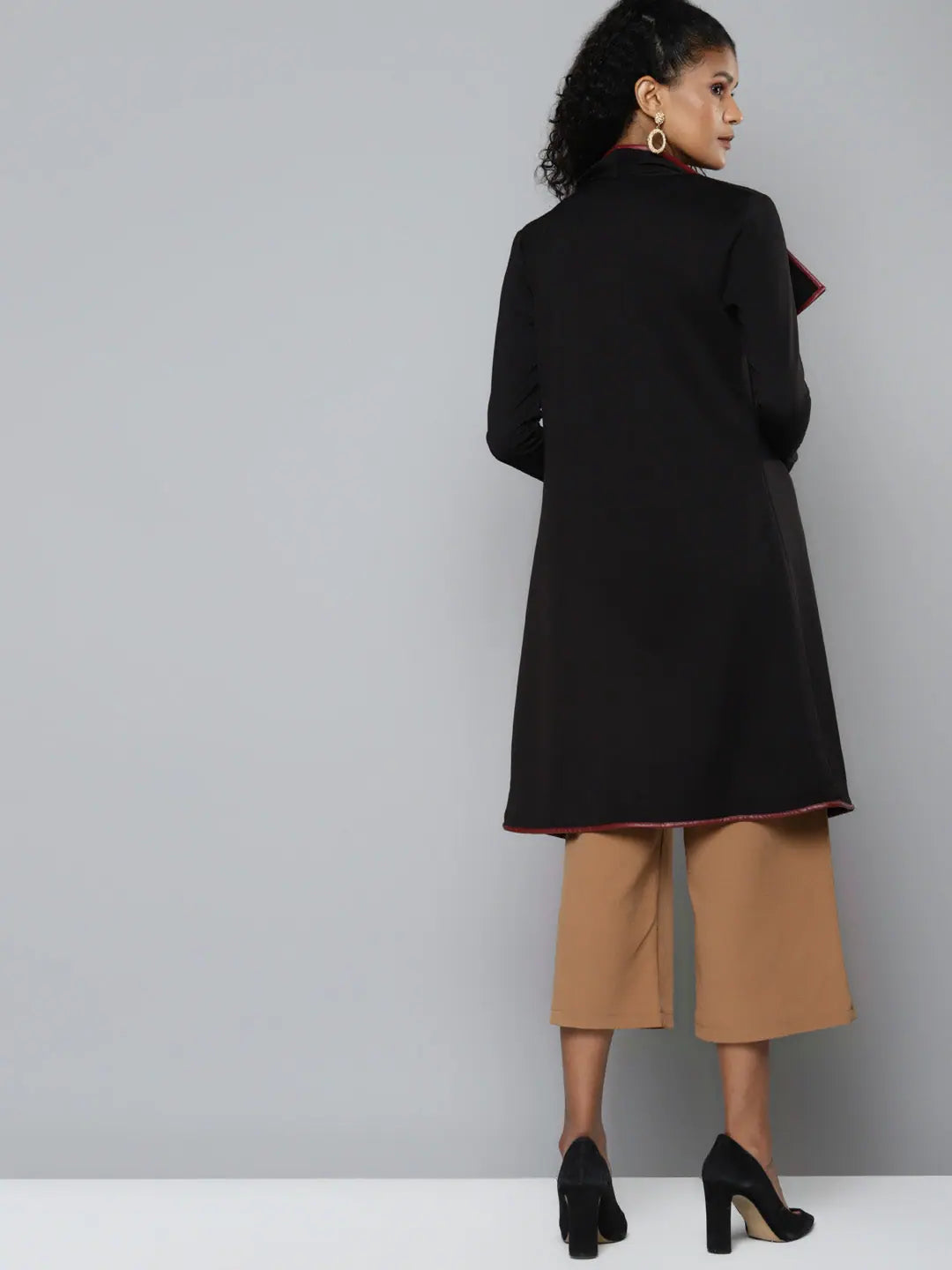 Black Scuba Waterfall Shrug - Trendy Women's Fashion Jackets