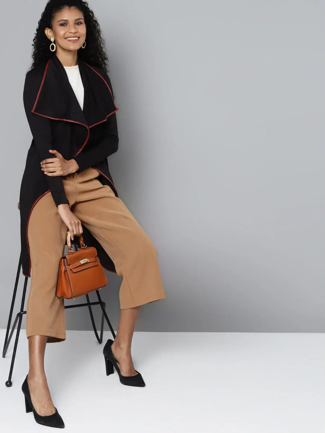 Black Scuba Waterfall Shrug - Trendy Women's Fashion Jackets