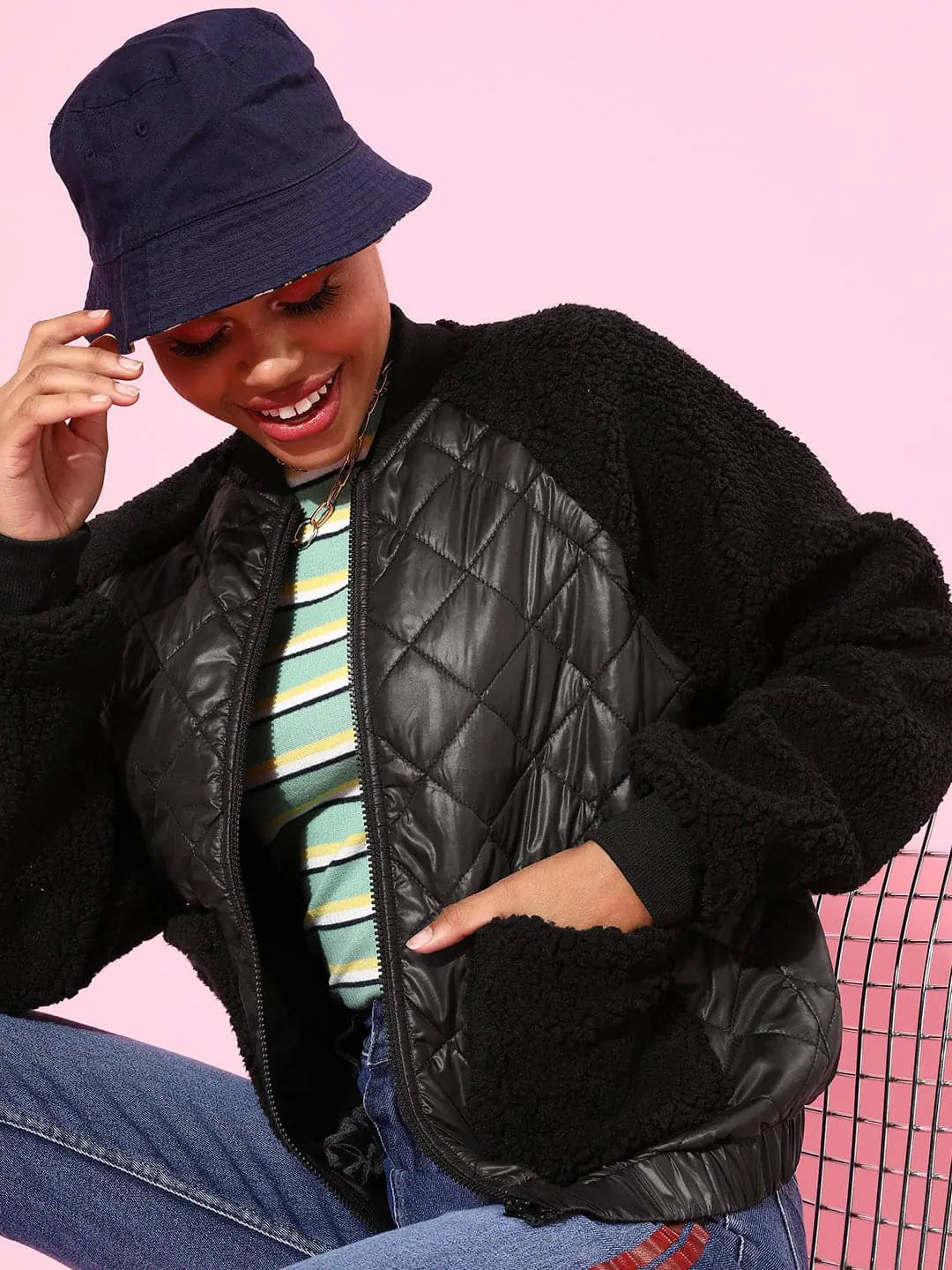 Women's Black Faux Fur Jacket | Trendy Women's Outerwear