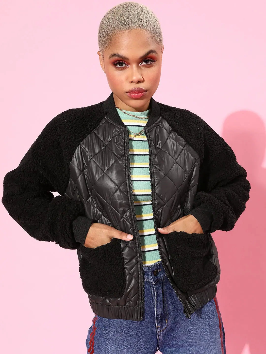 Women's Black Faux Fur Jacket | Trendy Women's Outerwear