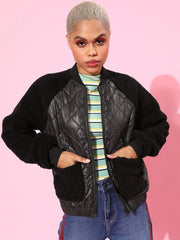 Women Solid Black Full Sleeve Jacket