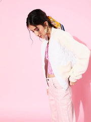 Women Solid White Full Sleeve Jacket