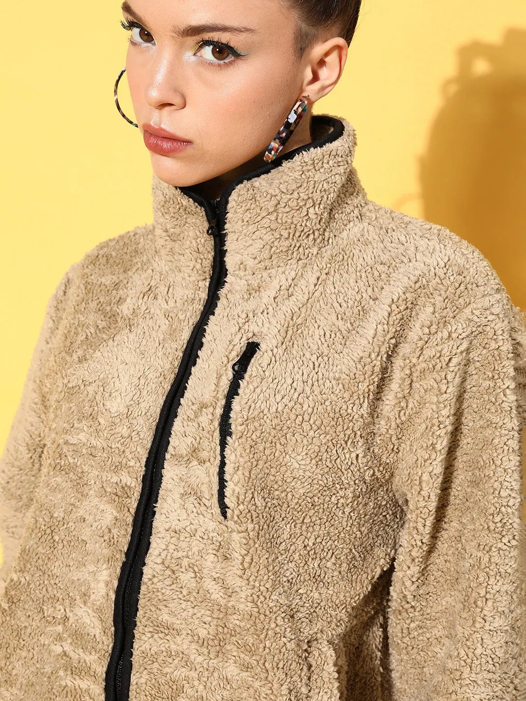 Beige Faux Fur Jacket - Trendy Women's Winter Coats
