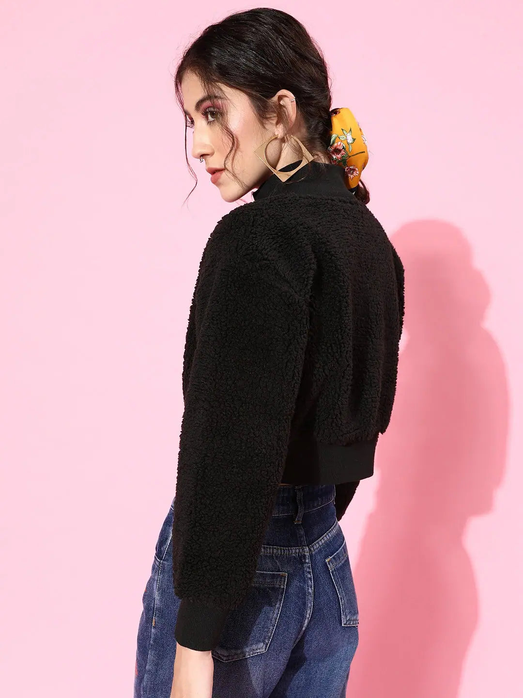 Black Faux Fur Bomber Jacket - Trendy Women's Outerwear