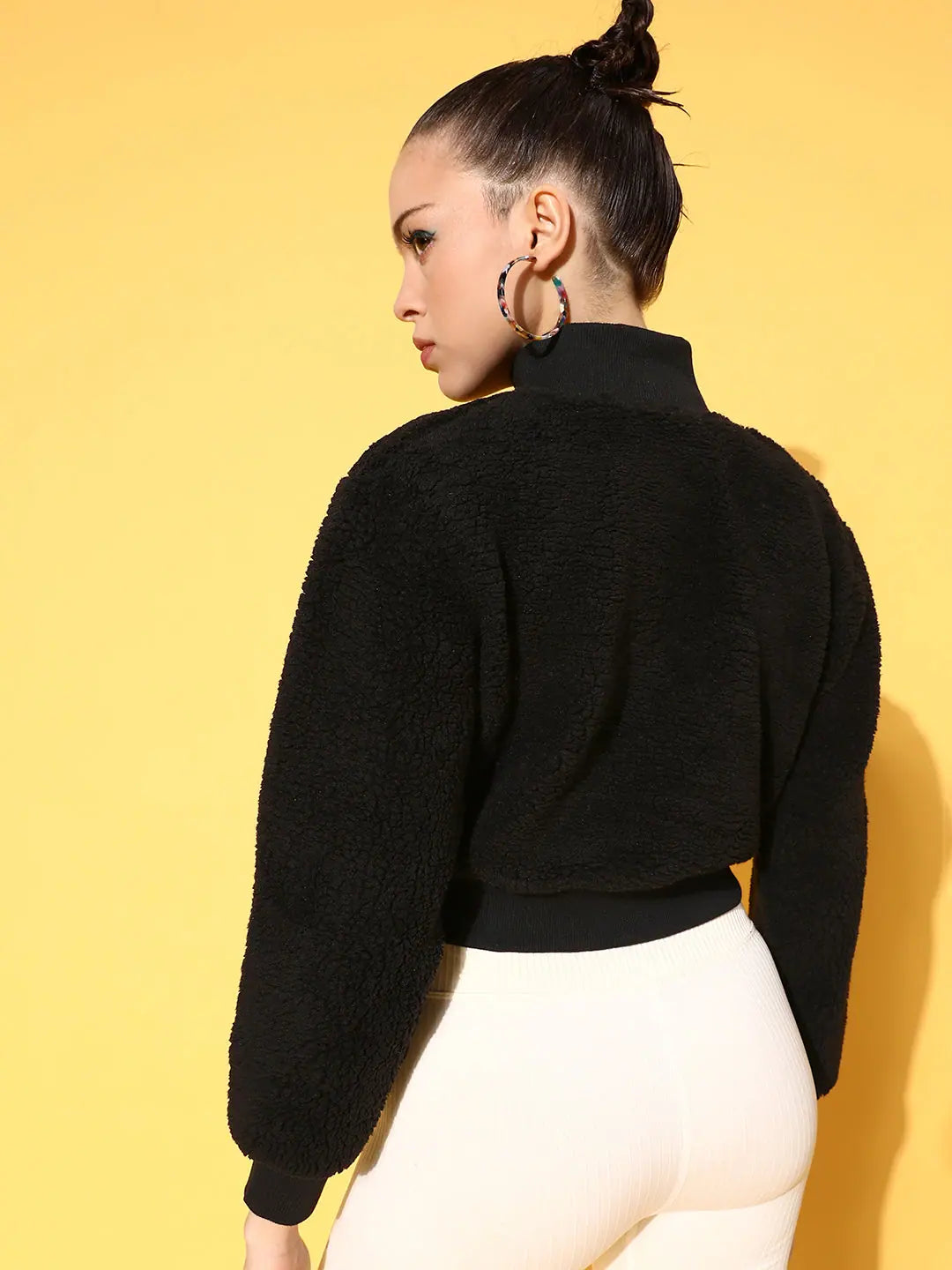 Black Faux Fur Bomber Jacket - Trendy Women's Fashion Jackets