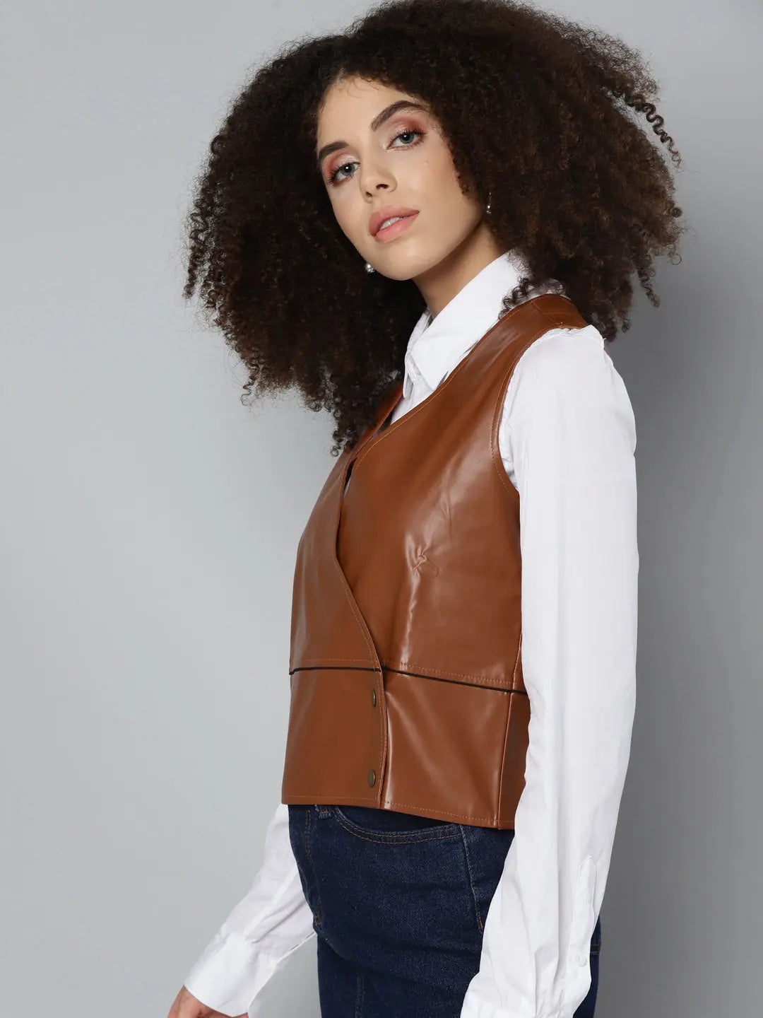 Brown Sleeveless Jacket | Women's Trendy Outerwear Waistcoat