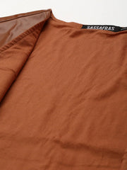 Women Solid Brown Sleeveless Jacket