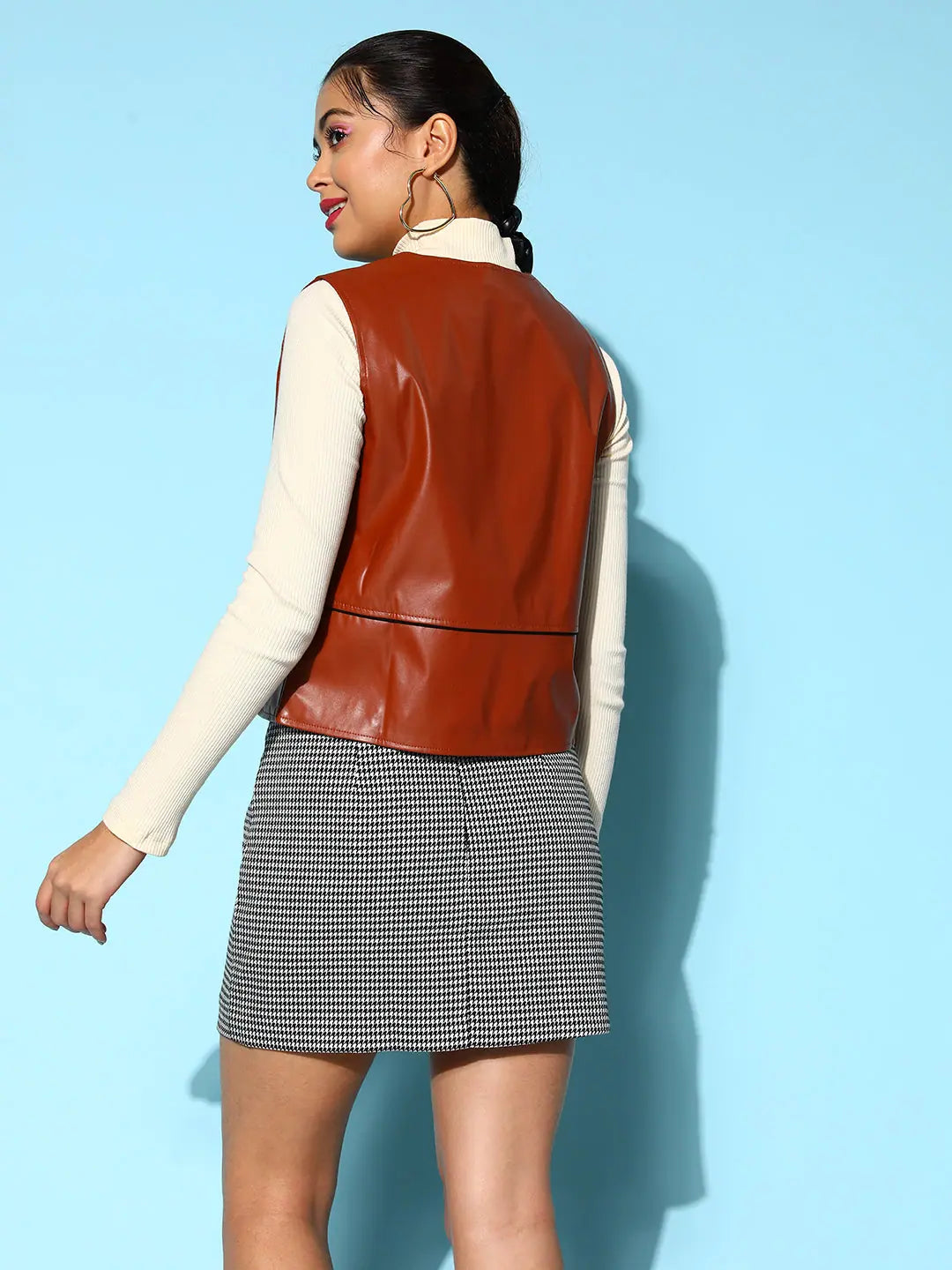 Brown PU Waistcoat - Trendy Women's Fashion Jackets