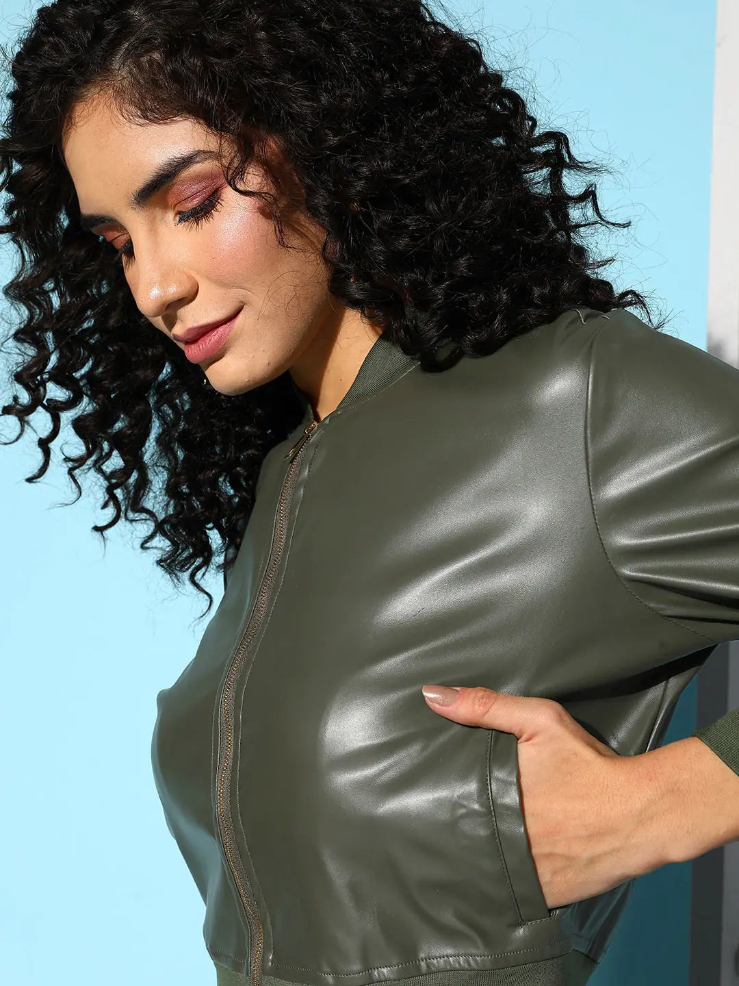 Olive Bomber Jacket: Women's Trendy Outerwear & Fashion