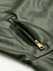 Women Solid Olive Round Neck Full Sleeve Jacket