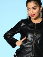 Women Solid Standard Black Jacket