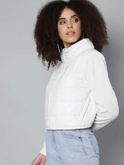 Women Solid White Full Sleeve Jacket