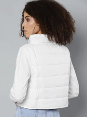 Women Solid White Full Sleeve Jacket
