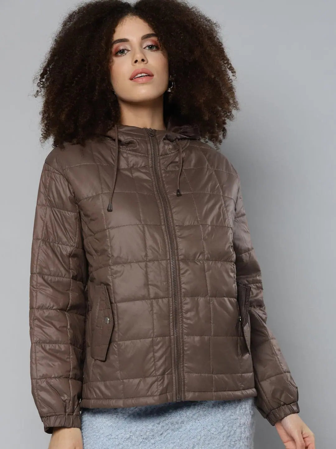 Brown Oversized Hooded Puffer Jacket | Women's Winter Coats