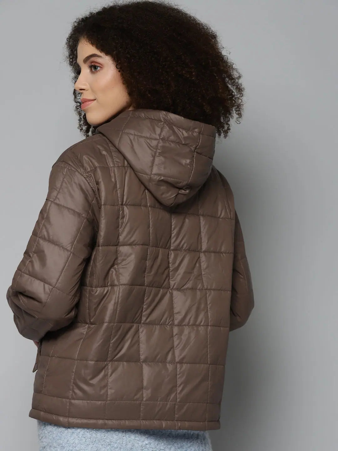 Brown Oversized Hooded Puffer Jacket | Women's Winter Coats