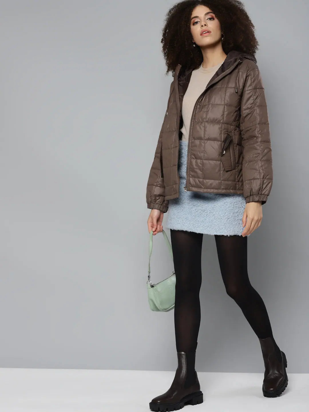 Brown Oversized Hooded Puffer Jacket | Women's Winter Coats