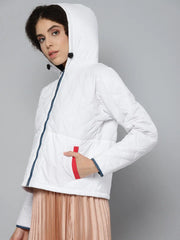 Women Solid White Full Sleeve Jacket