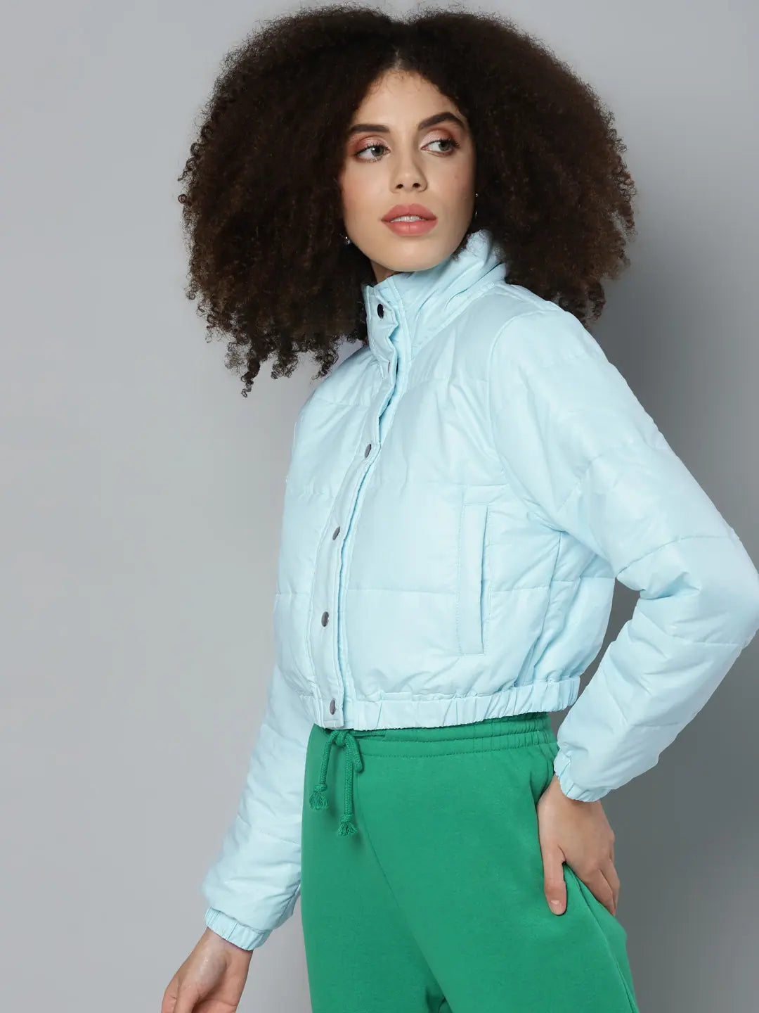 Solid Blue Women's Jacket | Trendy Women's Outerwear