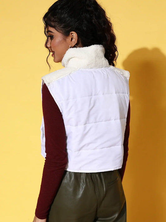 Women Solid Standard White Jacket 1080