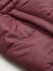 Women Solid Maroon Sleeveless Jacket