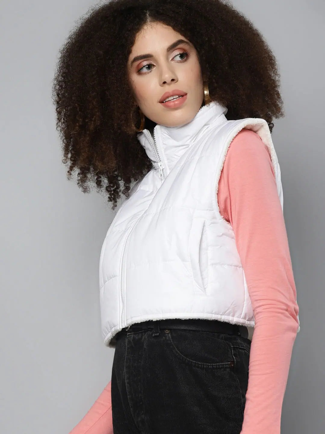 White Fur Lined Jacket | Trendy Women's Winter Coats