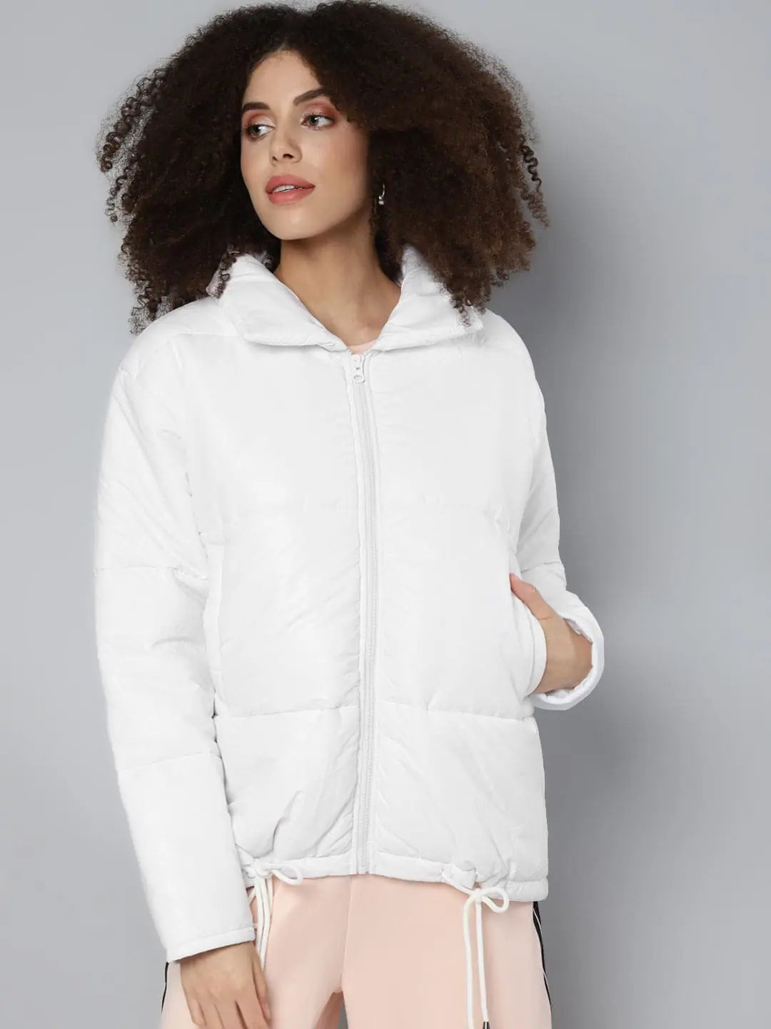 White Quilted Oversized Jacket | Trendy Women's Jackets