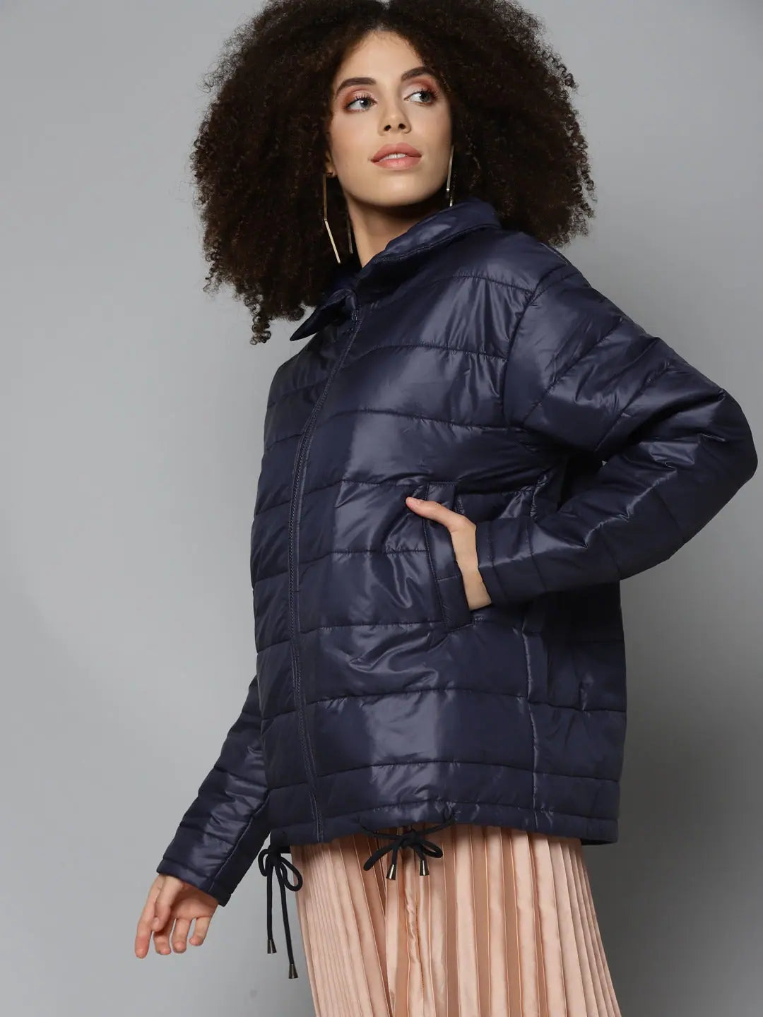 Navy Quilted Jacket | Oversized Women's Winter Coats Online