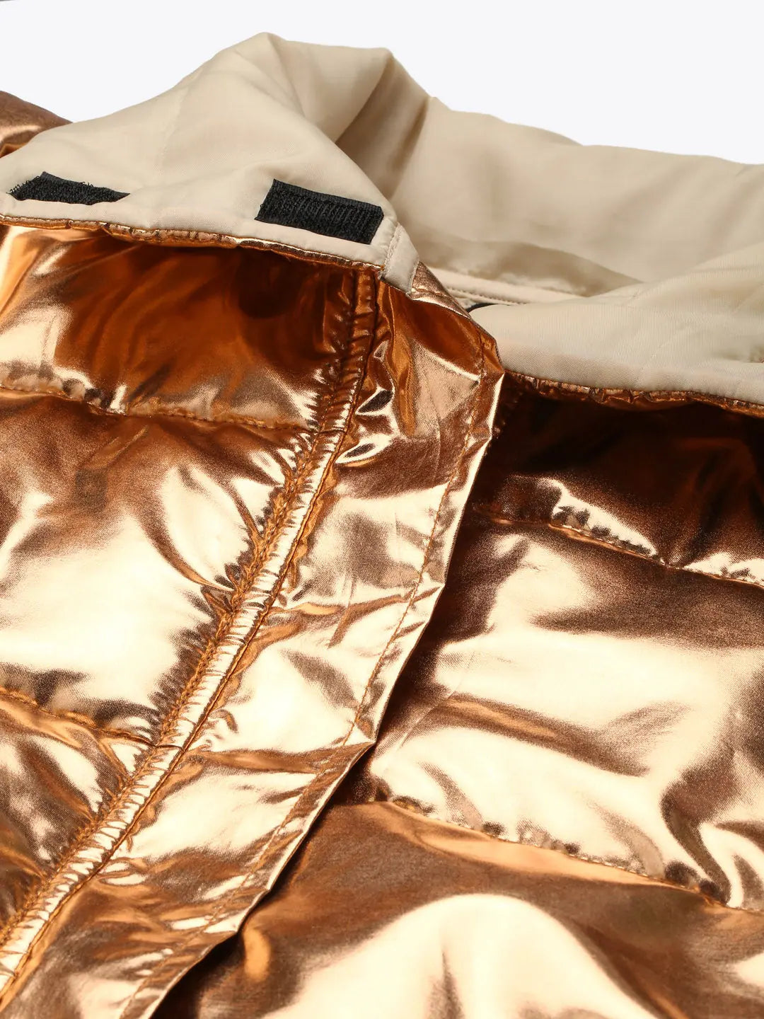 Copper Metallic Puffer Jacket - Trendy Women's Fashion Jackets