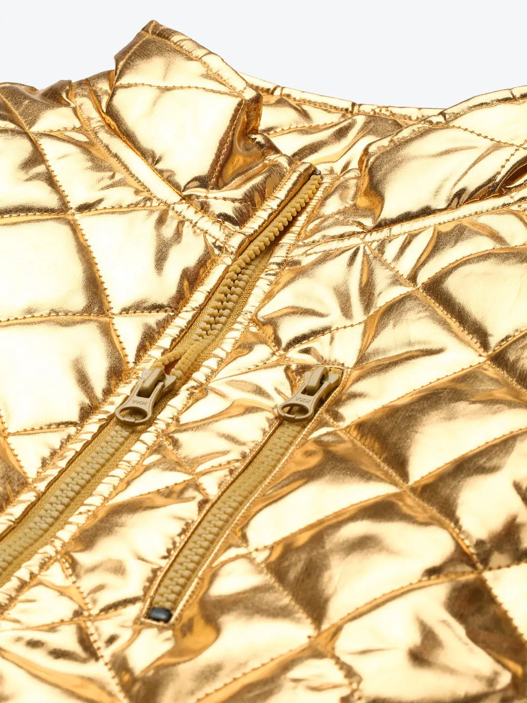 Gold Sleeveless Puffer Jacket | Women's Outerwear Collection