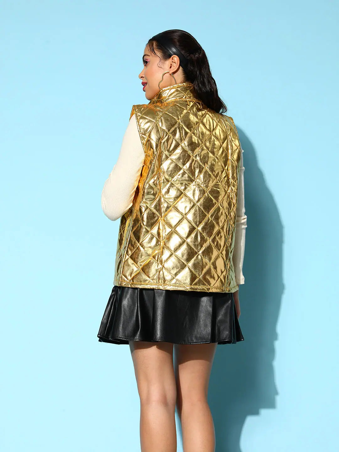 Gold Metallic Puffer Jacket - Women's Fashion Jackets & Coats