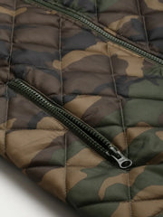 Women Printed Green Sleeveless Jacket