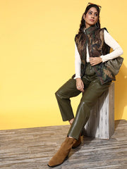 Women Printed Standard Green Jacket