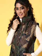Women Printed Standard Green Jacket