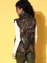 Women Printed Standard Green Jacket