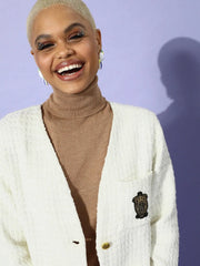 Women Solid White Full Sleeve Jacket