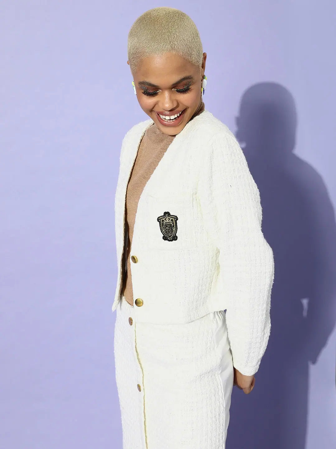 Women's White Tweed Blazer | Trendy Women's Fashion Jackets