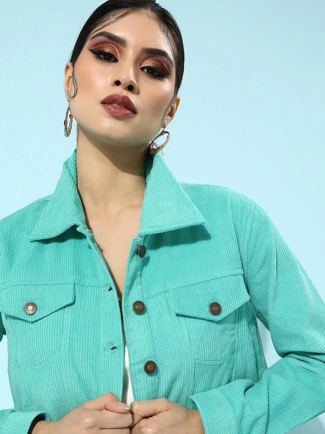Women's Green Corduroy Jacket | Trendy Women's Outerwear