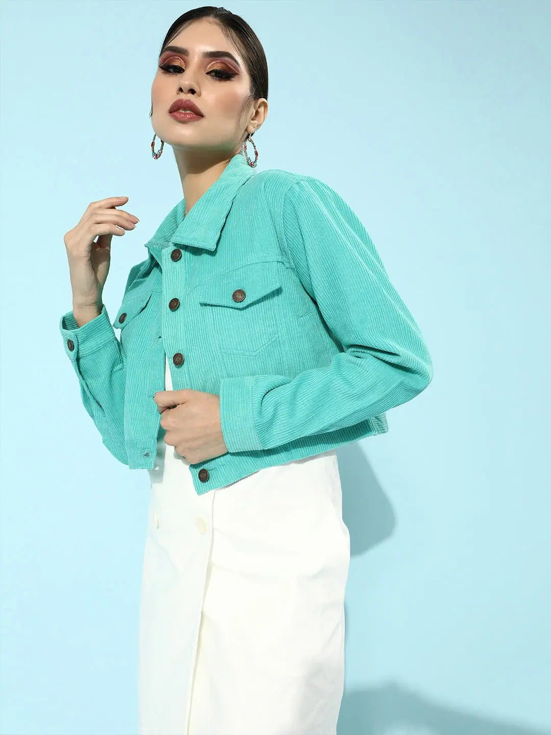 Women's Green Corduroy Jacket | Trendy Women's Outerwear