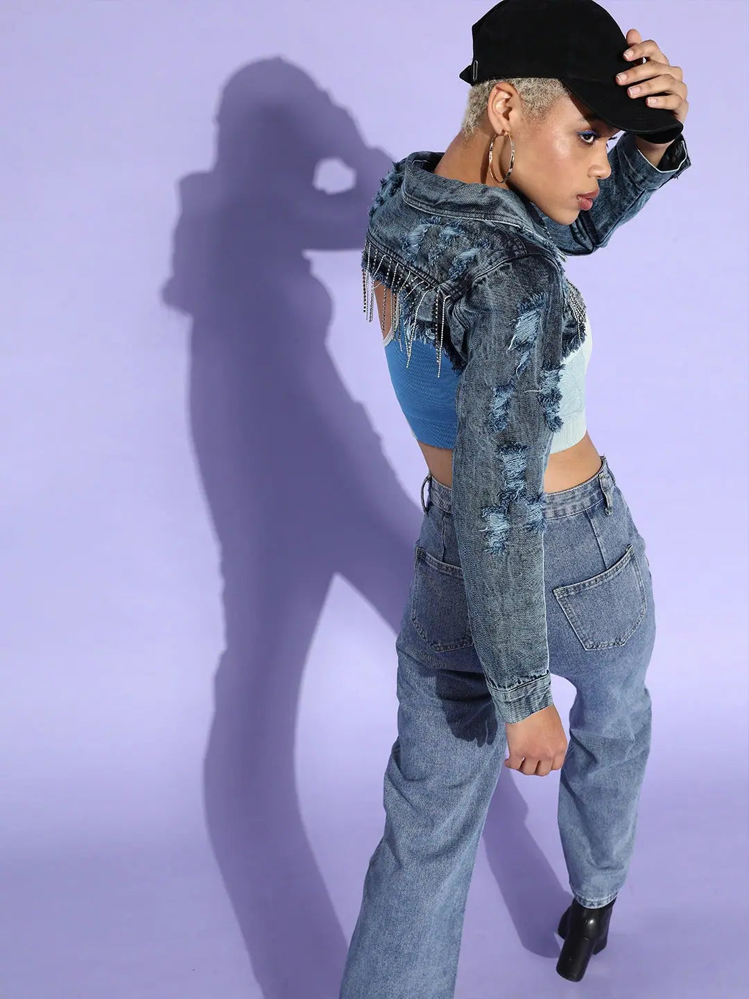 Blue Denim Crop Jacket - Women's Fashion Jackets & Outerwear