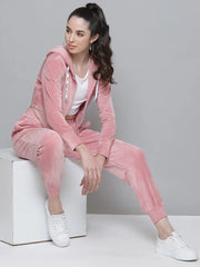 Women Solid Pink Full Sleeve Jacket