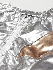 Women Solid Silver Full Sleeve Jacket