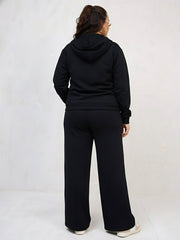 Women Black LONDON Printed Fleece Jacket With Sweatpants-SFJCKT6789_SFPANT51006
